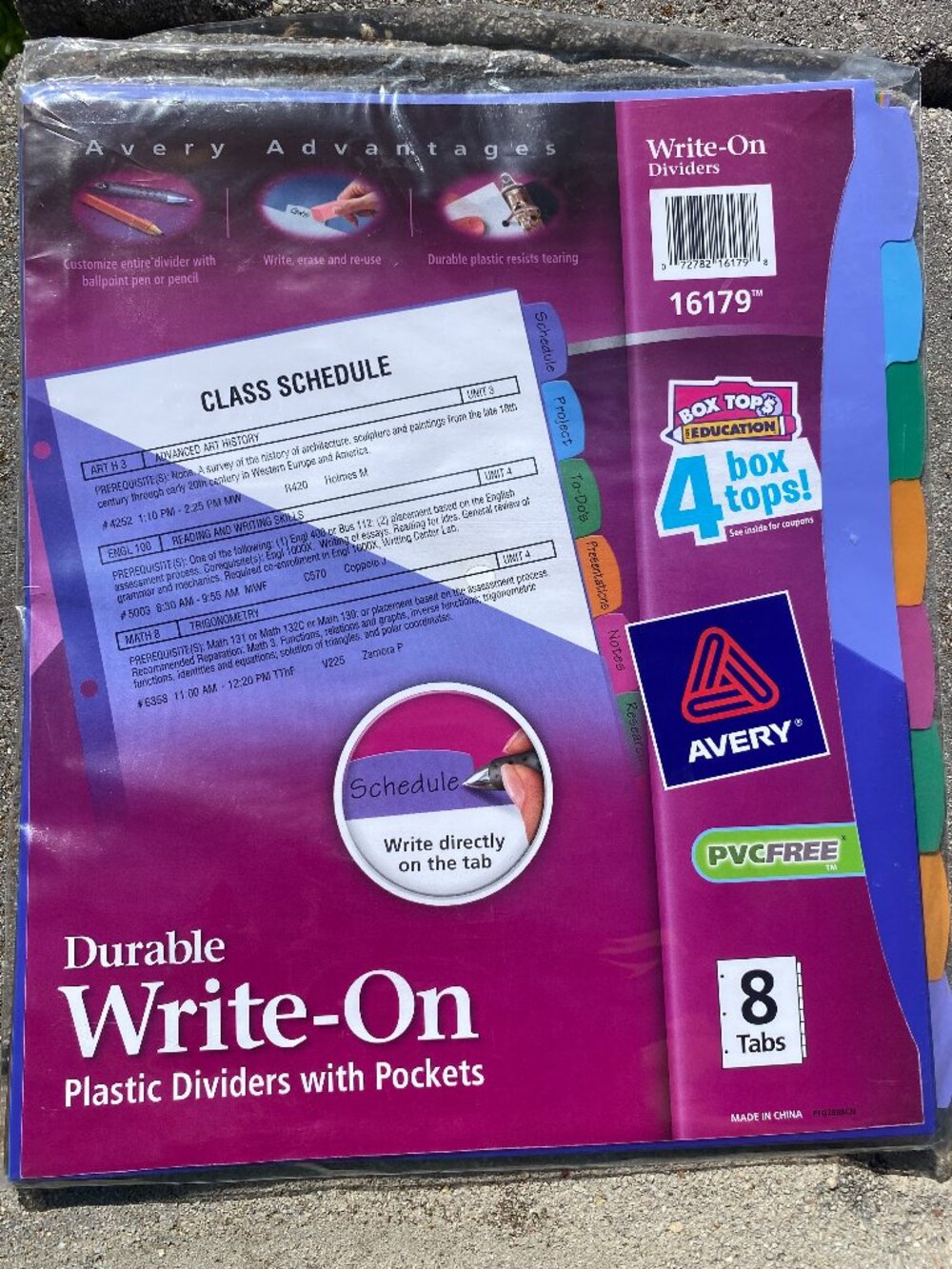 Durable Write-On Plastic Dividers with Pockets-Avery-8 tabs-NEW!